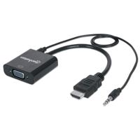 Manhattan 151559 HDMI / Jackplug / VGA Adapter [1x HDMI-stekker - 1x VGA-bus, Jackplug female 3,5 mm] Zwart 0.26 m - thumbnail