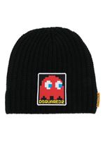 DSQUARED2 bonnet en maille à patch logo - Noir - thumbnail