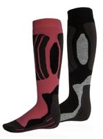 Rucanor Svindal skisokken 2 pack unisex zwart/roze maat 43 46 - thumbnail