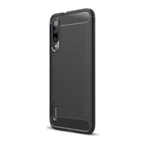 Shop4 - Xiaomi Mi A3 Hoesje - Zachte Back Case Brushed Carbon Zwart