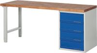 Promat Werkbank | serie BK 650 | B2000xD700xH840mm beukenhout massief | lichtgrijs RAL7035 gentiaanblauw RAL5010 | 4 laden - 9000425526 9000425526 - thumbnail