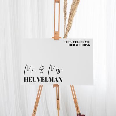 Welkomstbord bruiloft mr. en mrs. Modern