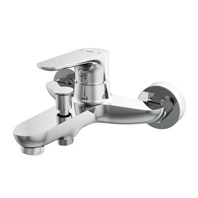 Badkraan Hotbath Gringo 15cm Hartafstand Mengkraan Opbouw Rond Glans Chroom 1 Greeps Uitloop en Omstelling