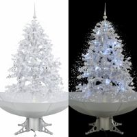 Kerstboom sneeuwend met paraplubasis 140 cm wit - thumbnail