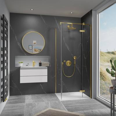 Ben Vivid douchecabine rechtsdraaiend 120x90cm Geborsteld messing