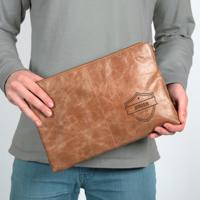 Leren laptophoes graveren - Bruin (11 inch)