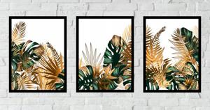 Posters - Monstera Gouden Bladeren / Set van 3