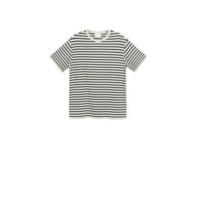 Mango Man gestreept T-shirt ecru/donkerblauw