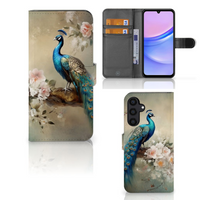 Telefoonhoesje met Pasjes voor Samsung Galaxy A15 Vintage Pauwen