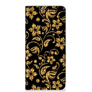 Samsung Galaxy A22 4G | M22 Smart Cover Gouden Bloemen