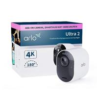 Arlo Ultra 2 draadloze WiFi-beveiligingscamera voor buiten, 4K UHD, 180˚ kleurennachtzicht, sirene, bewegingsdetectie, 2-weg-audio, Smart Hub vereist, incl. proefp. Arlo Secure, 1 cam, wit