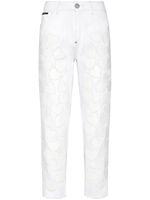 Philipp Plein jean court à patchs cœur - Blanc