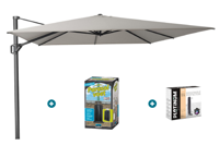 Platinum Challenger zweefparasol T1 Premium 4x3 m. - Manhattan Grey - met ingraafvoet en hoes