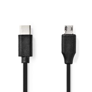 USB-Kabel | USB 2.0 | USB-C© Male | USB Micro-B Male | 60 W | 480 Mbps | Vernikkeld | 1.00 m | Ron