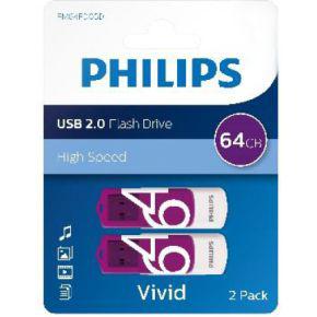 Philips FM64FD05D USB flash drive 64 GB USB Type-A 2.0 Paars, Wit