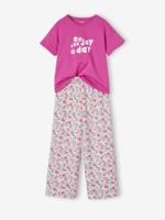 Meisjesset T-shirt + broek met wijde pijpen paars