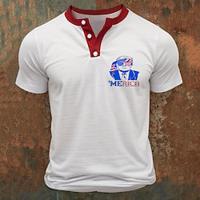 Voor heren T-shirt Henley-shirt T-shirts Shirt met korte mouwen Kleurenblok Amerikaanse Amerikaanse vlag Troef Henley Straat Vakantie Korte mouw Lapwerk Afdrukken Kleding Modieus Ontwerper Basic Lightinthebox - thumbnail