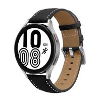 By Qubix - Compatible met Garmin Forerunner 55/245 / 645 - Premium Leather bandje - Zwart - Compatible Garmin bandje - Bandbreedte: 20mm