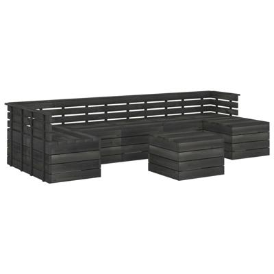 vidaXL 8-delige Loungeset pallet massief grenenhout donkergrijs