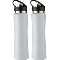 2x WItte RVS bidons/drinkflessen 500 ml - thumbnail