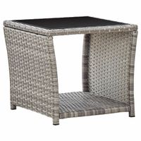 Salontafel 45x45x40 cm poly rattan en glas grijs - thumbnail