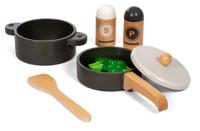 Mamamemo pannenset junior 9 cm hout donkergrijs 8 delig