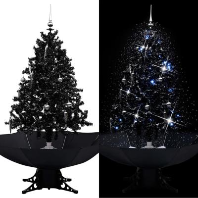 vidaXL Kerstboom sneeuwend met paraplubasis 140 cm PVC zwart vidaXL Kerstboom sneeuwend met paraplubasis 140 cm PVC zwart
