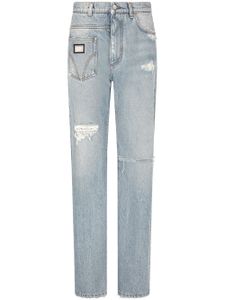 Dolce & Gabbana jean effet-usé en jean patchwork - Bleu