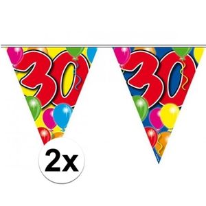 2x Leeftijd versiering vlaggenlijnen 30 jaar 10 meter