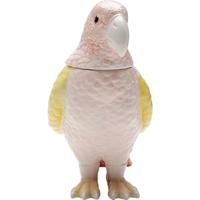 Kare Design Decoratieve doos Exotic Bird Giallo, roze/geel, handbeschilderd, keramiek geglazuurd, decoratieve figuur voor woonkamer, cookiejar, decoratief object voor woonkamer en keuken, 23 x 21 x 12