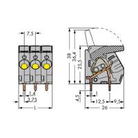 WAGO 2706-107 Veerkrachtklemblok 6.00 mm² Aantal polen 7 Grijs 20 stuk(s) - thumbnail