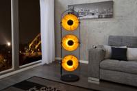 industrieele vloerlamp STUDIO 130cm zwart bladgoudlook 3 kantelbare kappen - 22968
