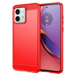 Motorola Moto G84 Geborsteld TPU Hoesje - Koolstofvezel - Rood