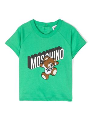 Moschino Kids T-shirt met teddybeerprint - Groen