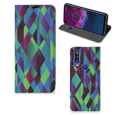 Motorola One Action Stand Case Abstract Green Blue