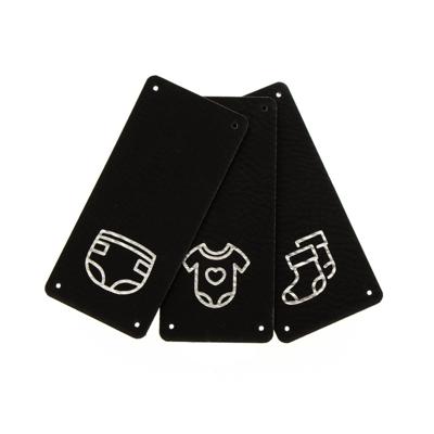 Leren Vouw Label 'Baby Kleding' 30x65mm set van 3 stuks Leren Vouw Label 'Baby Kleding' 30x65mm set van 3 stuks