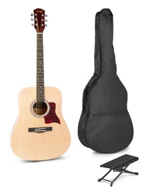 MAX SoloJam Western akoestische gitaar starterset met voetsteun - Hout