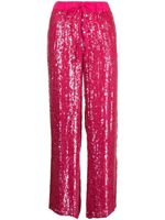 P.A.R.O.S.H. pantalon droit à ornements en sequins - Rose - thumbnail