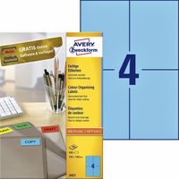 Etiket Avery Zweckform 3457 105x148mm A6 blauw 400stuks - thumbnail