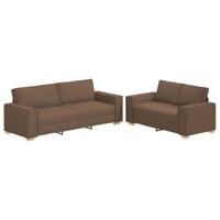 vidaXL 2-delige Loungeset met kussens stof bruin, bank, stoffen bank, tv-stoel, bank, zitbank, relaxbank, vrije tijd fauteuil, fauteuil