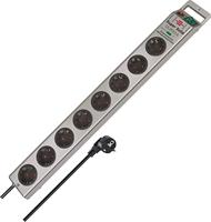 Brennenstuhl Super-Solid Stekkerdoos 8-voudig met overspanningsbeveiliging (Stekkerblok 2,5m kabel en schakelaar - gemaakt van breukvast polycarbonaat) zilver