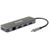 D-Link DUB-2334 USB-C (USB 3.2 Gen 2) multiport hub 5 poorten Antraciet - thumbnail