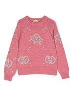 Gucci Kids intarsia-knit wool jumper - Rose - thumbnail