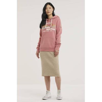 Superdry hoodie met printopdruk dusty rose