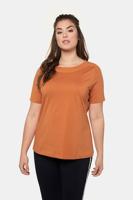 Ulla Popken Shirt, boothals, pima cotton, korte mouwen - Grote Maten