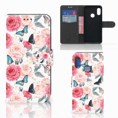 Xiaomi Mi A2 Lite Hoesje Butterfly Roses Xiaomi Mi A2 Lite Hoesje Butterfly Roses