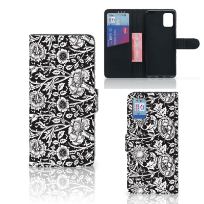 Samsung Galaxy A31 Hoesje Black Flowers Samsung Galaxy A31 Hoesje Black Flowers