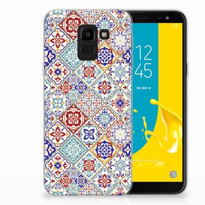 Samsung Galaxy J6 2018 TPU Siliconen Hoesje Tiles Color Samsung Galaxy J6 2018 TPU Siliconen Hoesje Tiles Color