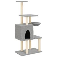 vidaXL Kattenmeubel met sisal krabpalen 131 cm lichtgrijs, kattenpaal, kattenboom, kattenkrabpaal, kattenhuis, kattenmeubel, kattenpalen