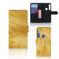 Motorola One Action Book Style Case Licht Hout